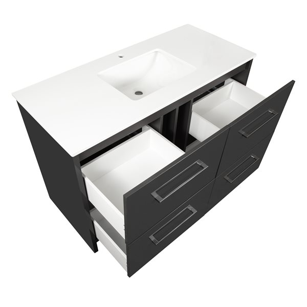 PRESENZA SCOTTY 48-in Bathroom Vanity in Grey with White Engineered Stone Countertop and Undermount Ceramic Sink