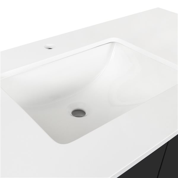 PRESENZA SCOTTY 48-in Bathroom Vanity in Grey with White Engineered Stone Countertop and Undermount Ceramic Sink