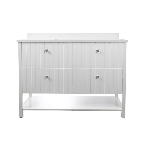 PRESENZA HARVARD 48-in Bathroom Vanity in White with White Engineered Stone Countertop and Ceramic Sink