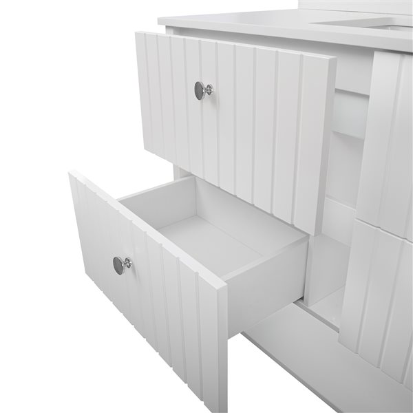PRESENZA HARVARD 48-in Bathroom Vanity in White with White Engineered Stone Countertop and Ceramic Sink