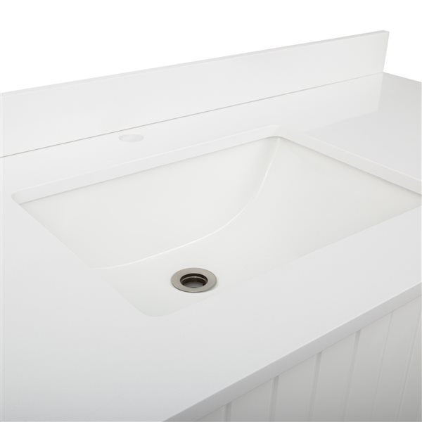 PRESENZA HARVARD 48-in Bathroom Vanity in White with White Engineered Stone Countertop and Ceramic Sink