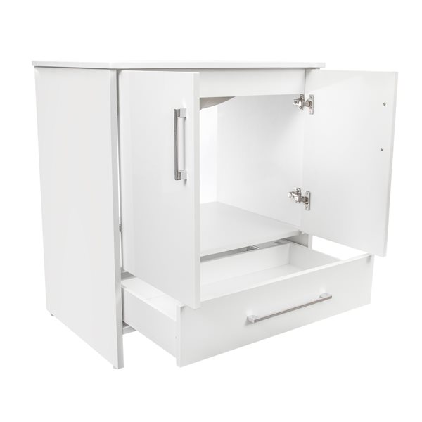 PRESENZA SCOTTY 30-in Bathroom Vanity in White with White Engineered Stone Countertop and Undermount Ceramic Sink