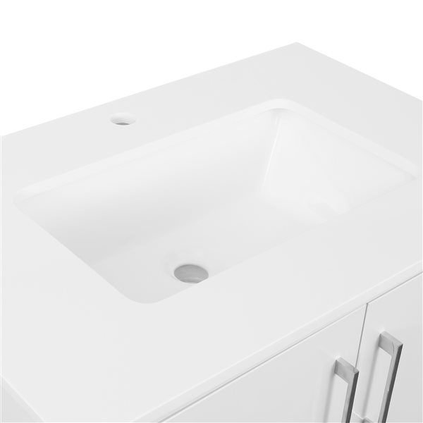 PRESENZA SCOTTY 30-in Bathroom Vanity in White with White Engineered Stone Countertop and Undermount Ceramic Sink