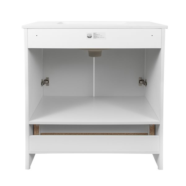 PRESENZA SCOTTY 30-in Bathroom Vanity in White with White Engineered Stone Countertop and Undermount Ceramic Sink