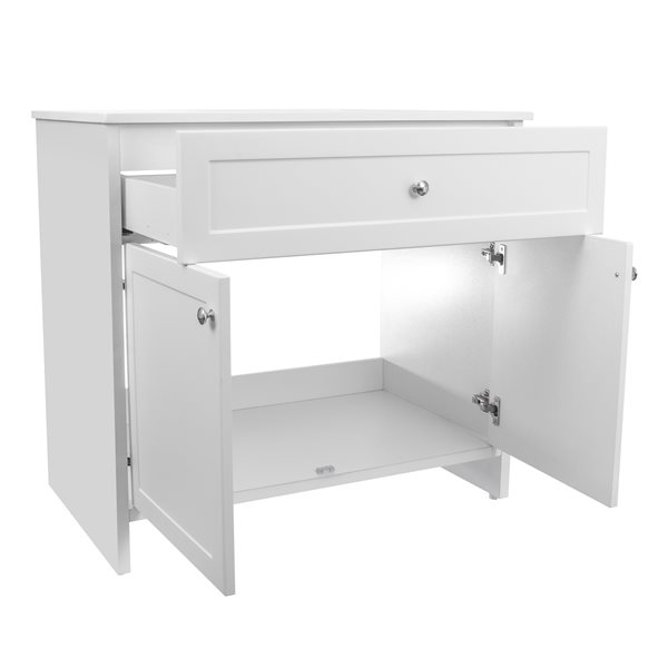 PRESENZA MELANY 36-in Bathroom Vanity in White with White Engineered Stone Countertop and Undermount Ceramic Sink