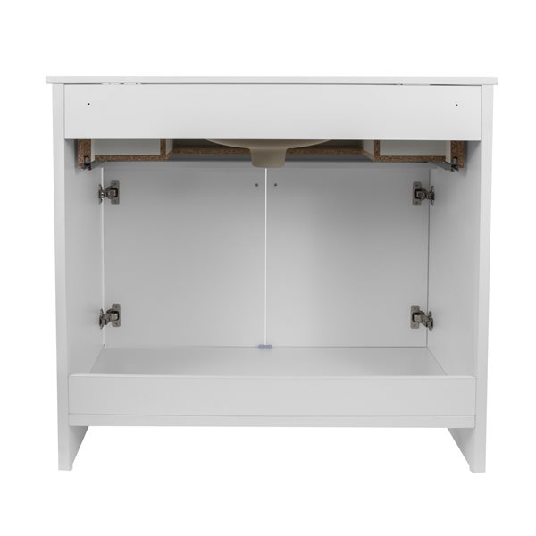 PRESENZA MELANY 36-in Bathroom Vanity in White with White Engineered Stone Countertop and Undermount Ceramic Sink