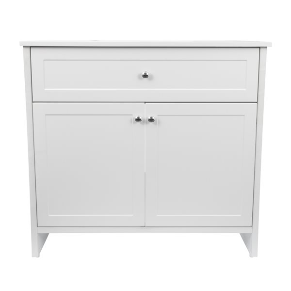 PRESENZA MELANY 36-in Bathroom Vanity in White with White Engineered Stone Countertop and Undermount Ceramic Sink