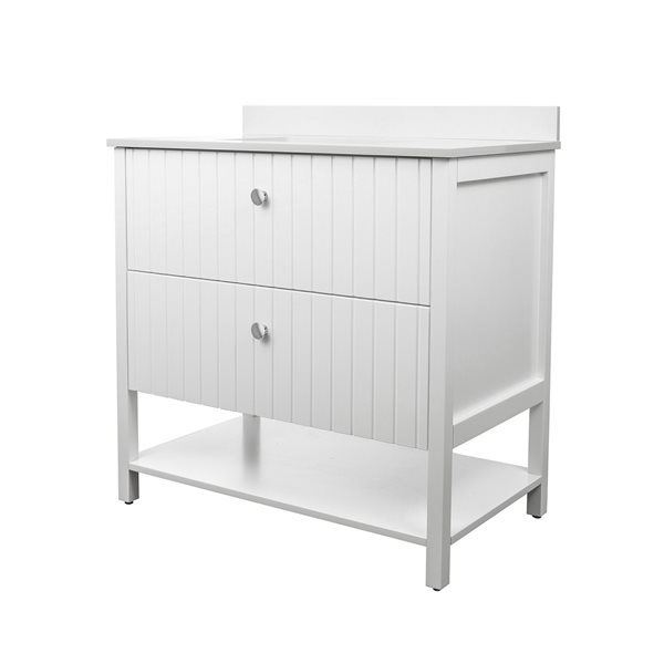 PRESENZA HARVARD 36-in Bathroom Vanity in White with White Engineered Stone Countertop and Ceramic Sink