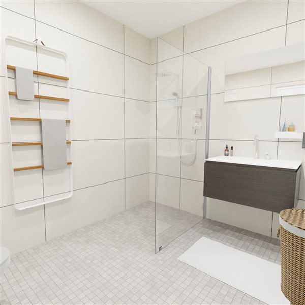 Turin Rosita 38 W x 80-in H Clear Frameless Fixed Shower Glass Panel w/ Chrome Edge