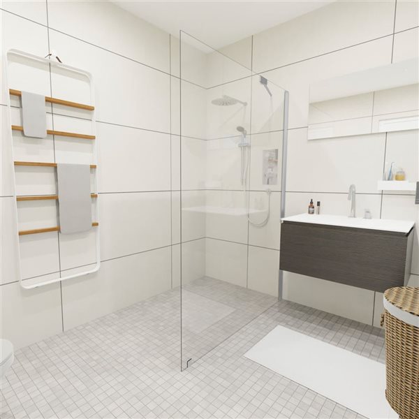 Turin Rosita 44 W x 80-in H Clear Frameless Fixed Shower Glass Panel w/ Chrome Edge