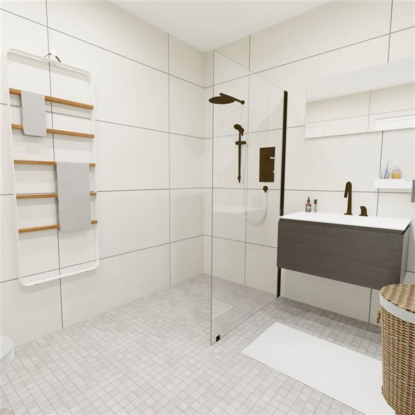 Turin Rosita 38 W x 80-in H Clear Frameless Fixed Shower Glass Panel w/ Oil Rubbed Bronze Edge