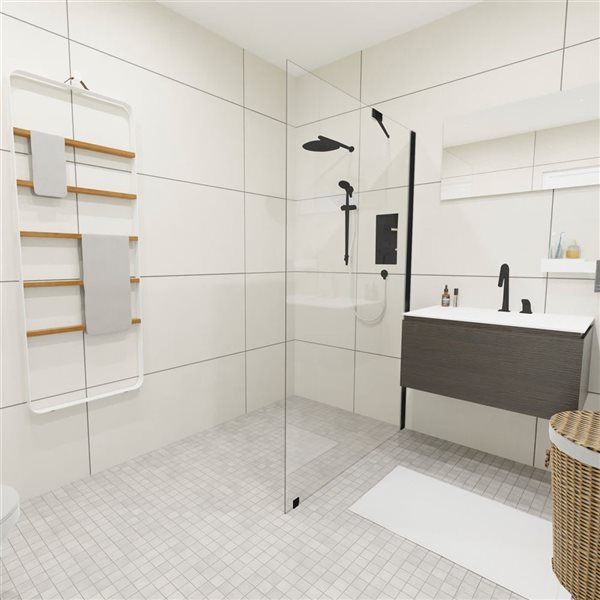 Turin Rosita 42 W x 80-in H Clear Frameless Fixed Shower Glass Panel w/ Black Edge