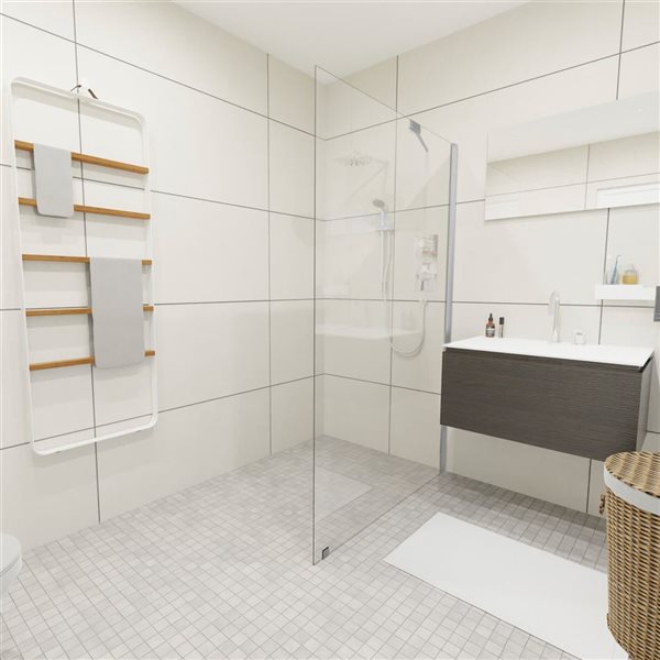 Turin Rosita 42 W x 80-in H Clear Frameless Fixed Shower Glass Panel w/ Chrome Edge