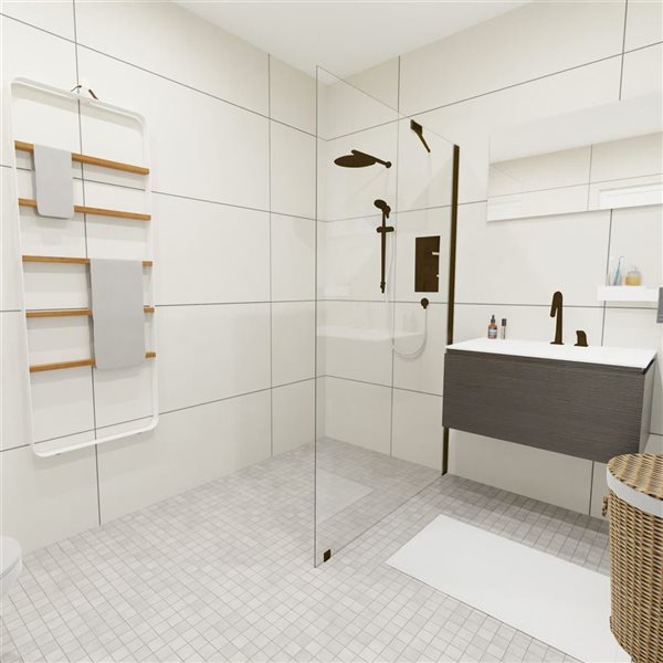 Turin Rosita 42 W x 80-in H Clear Frameless Fixed Shower Glass Panel w/ Oil Rubbed Bronze Edge