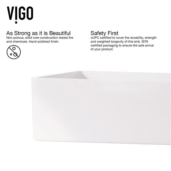 VIGO Magnolia&nbsp;21-in L x&nbsp;14-in W White Matte Stone Rectangle Vessel Bathroom Sink with Faucet/Drain - Brushed Nickel