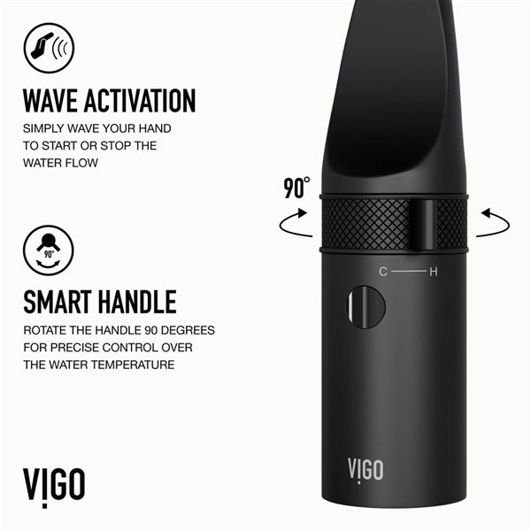 VIGO Jewel Touchless 15-in Single Handle Pull-Out Kitchen Faucet - Matte Black