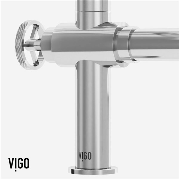 VIGO Cass&nbsp;13-in H Single-Handle High-Arc Widespread Bridge Kitchen Faucet with Pull-Out Side Sprayer - Chrome