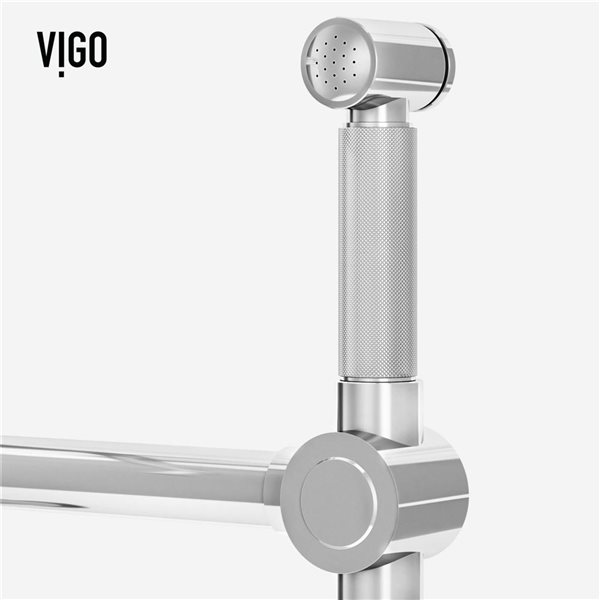VIGO Cass&nbsp;13-in H Single-Handle High-Arc Widespread Bridge Kitchen Faucet with Pull-Out Side Sprayer - Chrome