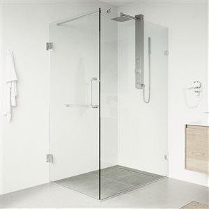 Douche sans cadre Pacifica VIGO 46 x 34 x 73 po en verre transparent et chrome