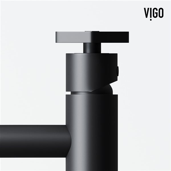 VIGO Glass&nbsp;18-in L x&nbsp;13-in W Rectangle Black Vessel Bathroom Sink with Ruxton Faucet/Drain - Matte Black