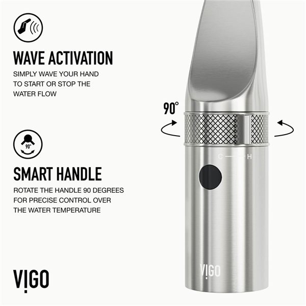 VIGO Jewel Touchless 15-in Single Handle Pull-Out Kitchen Faucet - Stainless Steel