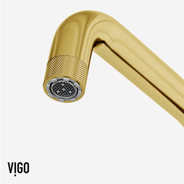VIGO Cass Widespread Bridge Kitchen Faucet 13-in with High Arc and Pull-Out Side Sprayer - Brushed Gold