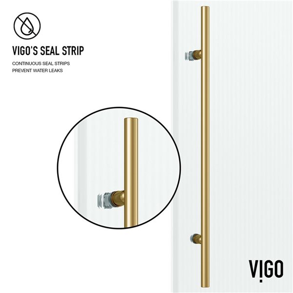 VIGO Elan E-Class 56 to 60 x&nbsp;76-in H Frameless Matte Brushed Gold Sliding Shower Door with Fluted Glass and Handle