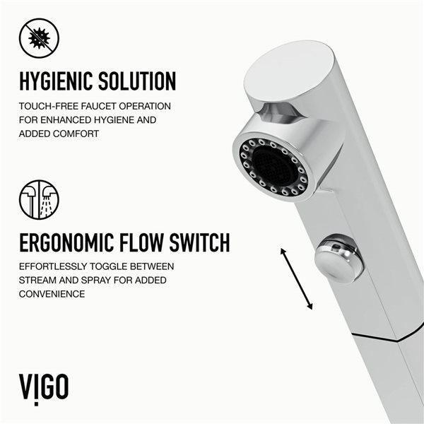VIGO Jewel Pull-Out Kitchen Faucet 15-in with Touchless Sensor and One Handle - Chrome
