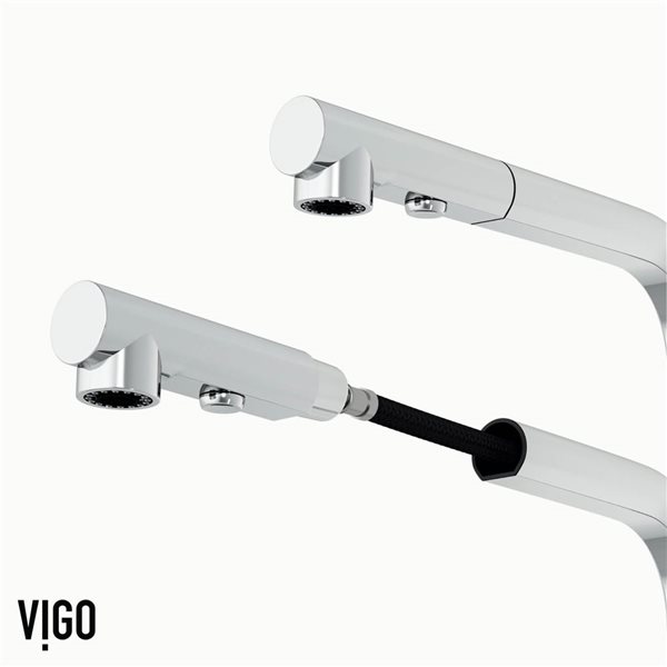 Robinet mitigeur de cuisine sans contact Jewel VIGO 15 po à bec rétractable, chrome