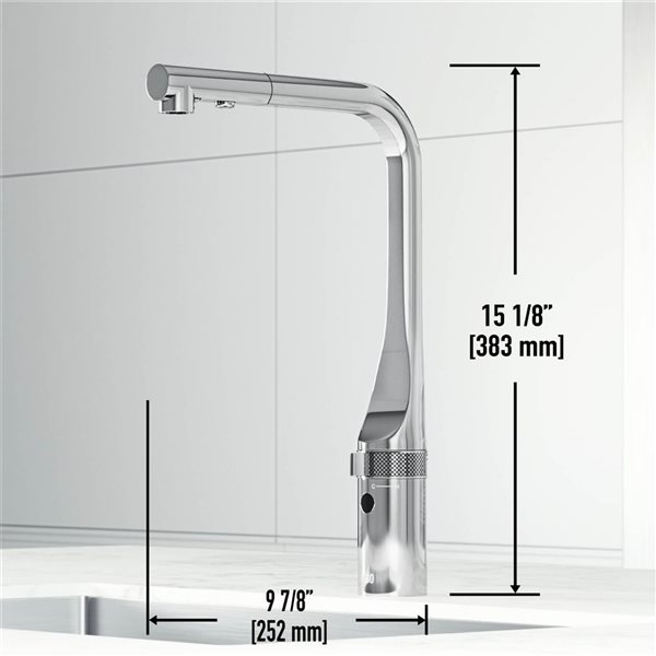 Robinet mitigeur de cuisine sans contact Jewel VIGO 15 po à bec rétractable, chrome