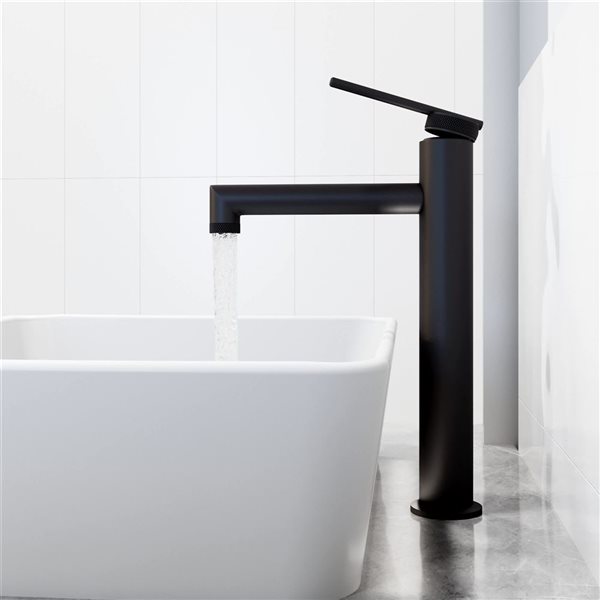 VIGO Marigold&nbsp;18-in L x&nbsp;14-in W White Matte Stone Rectangle Vessel Bathroom Sink with Faucet/Drain - Matte Black