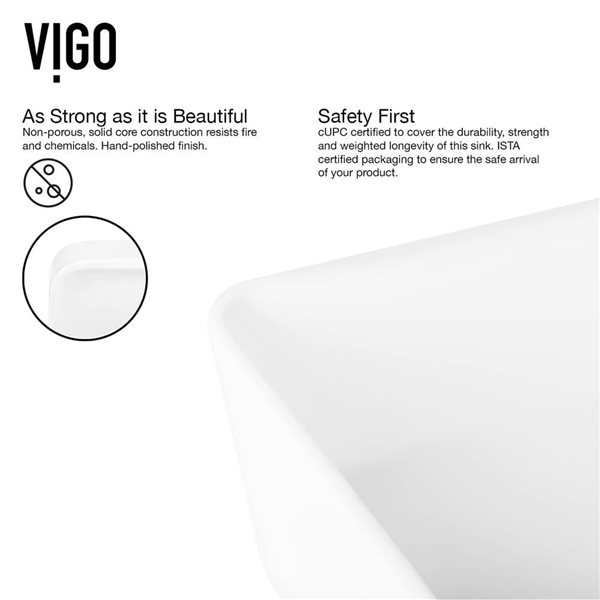 VIGO Marigold&nbsp;18-in L x&nbsp;14-in W White Matte Stone Rectangle Vessel Bathroom Sink with Faucet/Drain - Matte Black