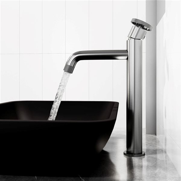 VIGO Glass&nbsp;18-in L x&nbsp;13-in W Rectangle Black Vessel Bathroom Sink with Cass Faucet/Drain - Brushed Nickel