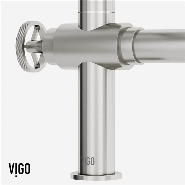 VIGO Cass&nbsp;13-in H One-Handle High-Arc Widespread Bridge Kitchen Faucet with Pull-Out Side Sprayer - Stainless Steel