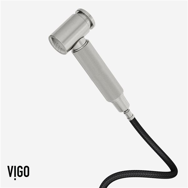 VIGO Cass&nbsp;13-in H One-Handle High-Arc Widespread Bridge Kitchen Faucet with Pull-Out Side Sprayer - Stainless Steel