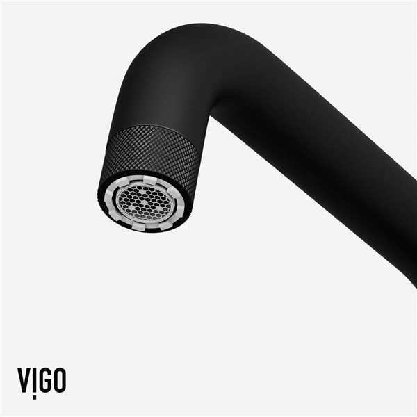 VIGO Cass&nbsp;13-in H Single-Handle High-Arc Widespread Bridge Kitchen Faucet with Pull-Out Side Sprayer - Matte Black