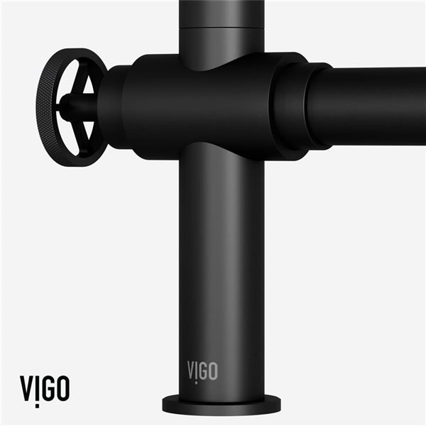 VIGO Cass&nbsp;13-in H Single-Handle High-Arc Widespread Bridge Kitchen Faucet with Pull-Out Side Sprayer - Matte Black