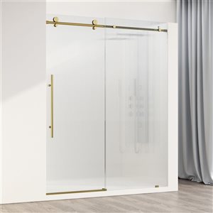Porte de douche coulissante à gauche Elan E-Class VIGO en verre cannelé 56 à 60 po l x 76 po h, or brossé mat