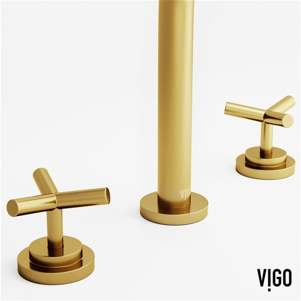 VIGO Jewel&nbsp;9-in H Two-Handle Bathroom Widespread Faucet - Matte Brushed Gold