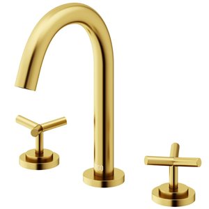 VIGO Jewel Matte Brushed Gold 2-Handle Widespread Bathroom Sink Faucet