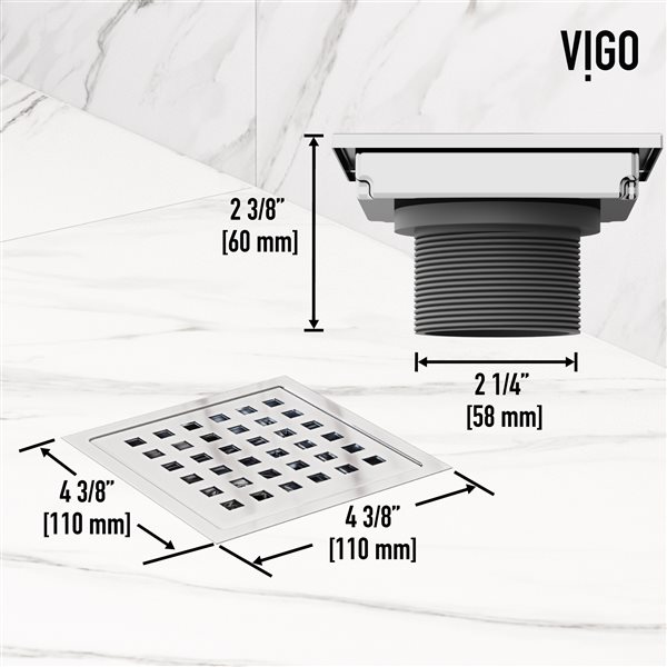 VIGO Elan Chrome Square Shower Drain