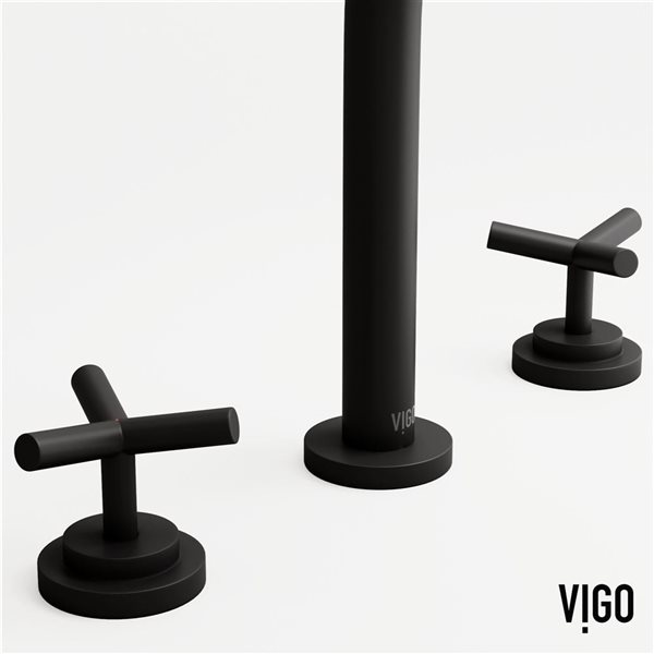 VIGO Jewel&nbsp;9-in H Two-Handle Bathroom Widespread Faucet - Matte Black