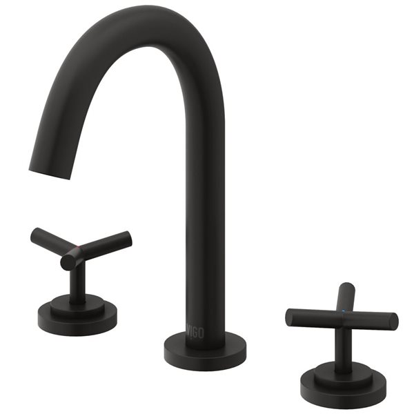 Jewel 9-In H Two-Handle Bathroom Widespread Faucet - Matte Black, Three-Piece, Nickel