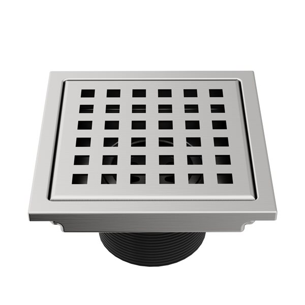 Drain de douche carré Elan de VIGO 4 po large, nickel brossé