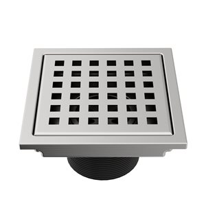 Drain de douche carré Elan de VIGO 4 po large, nickel brossé