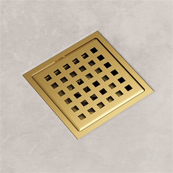 VIGO Elan&nbsp;4-in W Square Shower Drain - Matte Brushed Gold