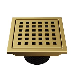 Drain de douche carré Elan de VIGO 4 po large, or brossé mat
