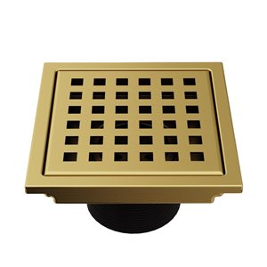 VIGO Elan Matte Brushed Gold Square Shower Drain
