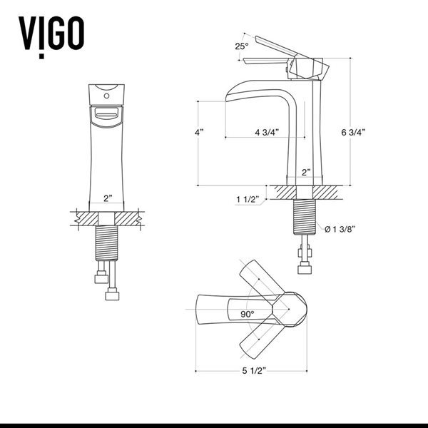 VIGO Paloma&nbsp;7-in H Single Handle One-Hole Bathroom Faucet with Deck Plate/Drain - Chrome
