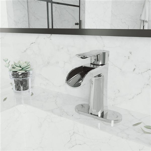 VIGO Paloma&nbsp;7-in H Single Handle One-Hole Bathroom Faucet with Deck Plate/Drain - Chrome